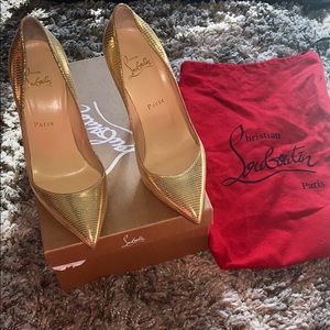 Gold Christian Louboutins Pigalles Follies 100